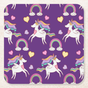 Muster Funny Unicorn Magic Horn Niedlich Rechteckiger Pappuntersetzer