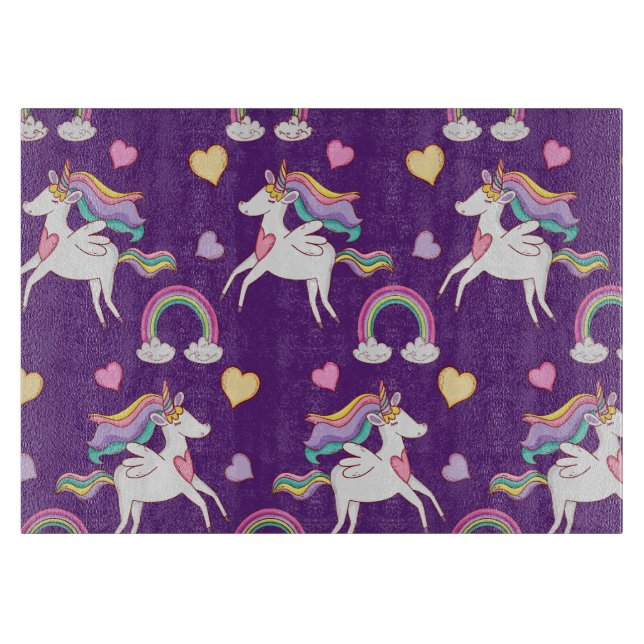 Muster Funny Unicorn Magic Horn Niedlich Schneidebrett (Vorderseite)
