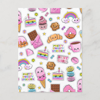 Muster Funny Unicorn Magic Rainbow Niedlich Feiertagspostkarte