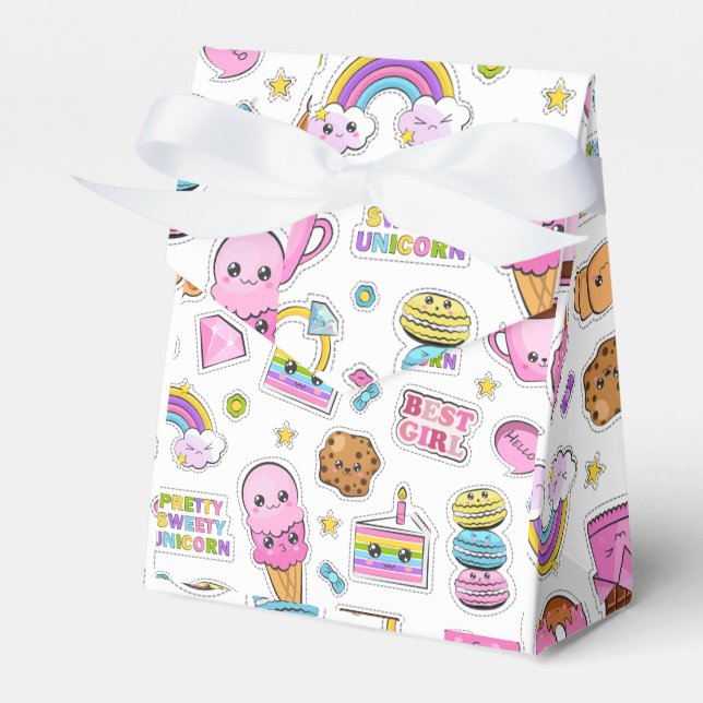 Muster Funny Unicorn Magic Rainbow Niedlich Geschenkschachtel (Vorderseite)