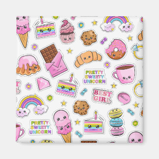 Muster Funny Unicorn Magic Rainbow Niedlich Magnet