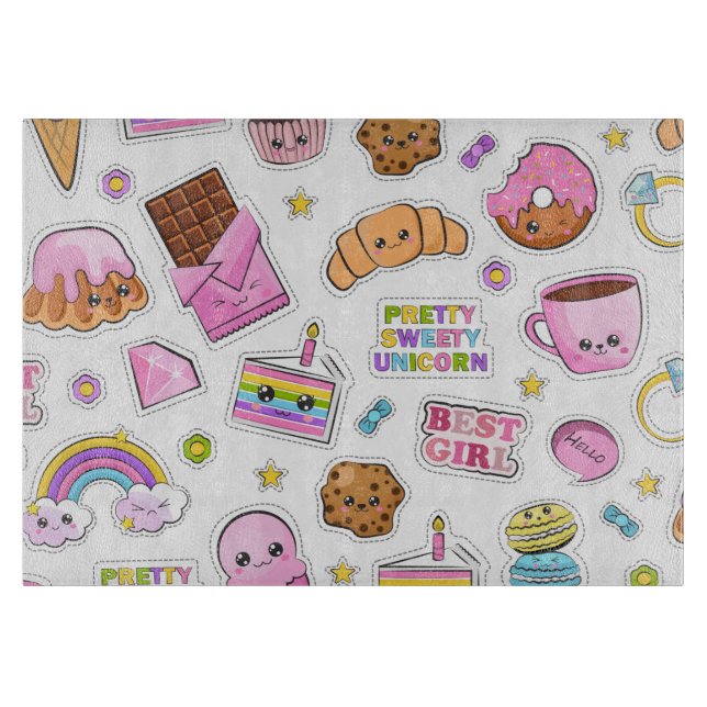 Muster Funny Unicorn Magic Rainbow Niedlich Schneidebrett (Vorderseite)