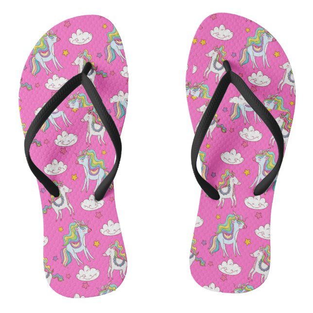 Muster Funny Unicorn Niedlich Flip Flops (Fußbett)