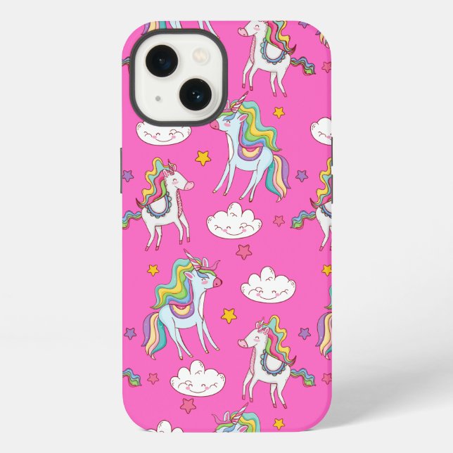Muster Funny Unicorn Niedlich iPhone Hülle (Rückseite)