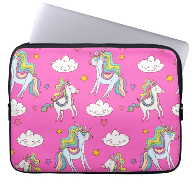 Muster Funny Unicorn Niedlich Laptopschutzhülle (Vorderseite)