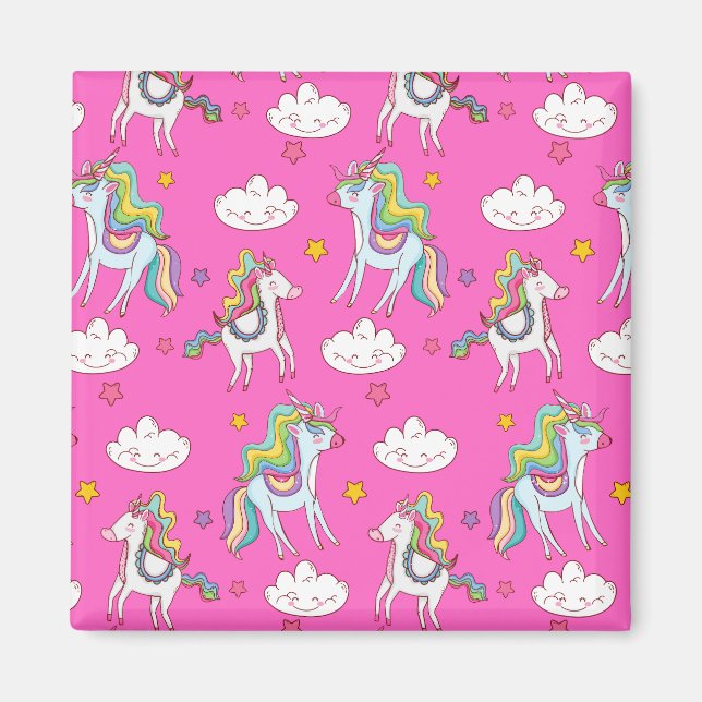 Muster Funny Unicorn Niedlich Magnet (Vorne)