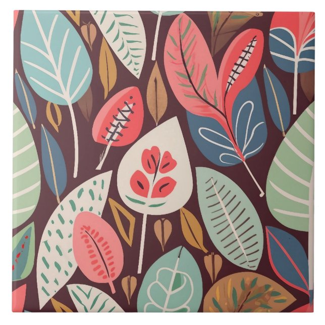 Muster für abstrakte Blätter Fliese (Vorderseite)