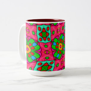 Muster für Abstrakte Blume Zweifarbige Tasse