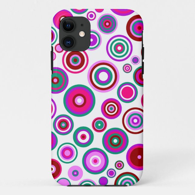 Muster für abstrakte Retro-Kreise | Roter Rot Rosa Case-Mate iPhone Hülle (Rückseite)