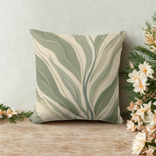 Muster für Abstrakte Sage Green und Cream-Blätter Kissen