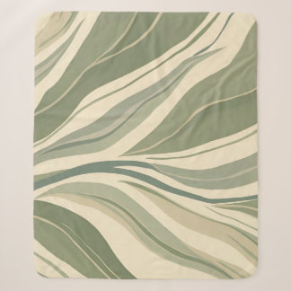 Muster für Abstrakte Sage Green und Cream-Blätter Sherpadecke