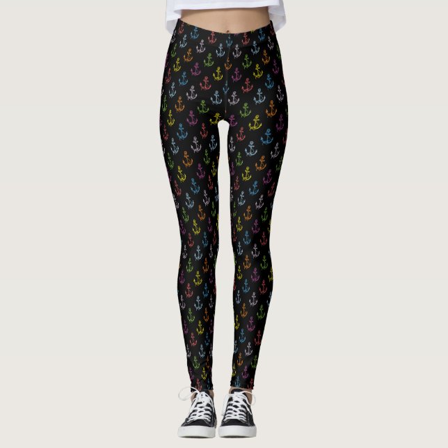 Muster für Ankerfarben in gemischten Farben Leggings (Vorderseite)