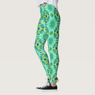 Muster für Aqua, Cobalt Blau und Gelbe Gefärbte Kr Leggings