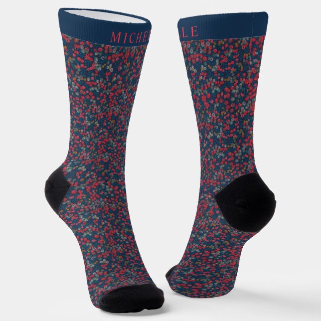 Muster für Aquamarine blaue Blumenmuster mit roten Socken (Gewinkelt)
