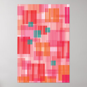 Muster für aquamarine geometrische Quadrate mit ab Poster