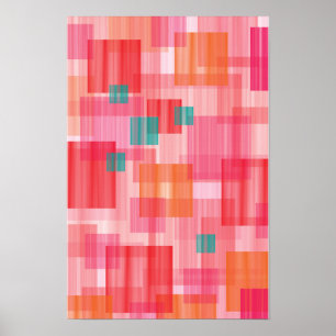 Muster für aquamarine geometrische Quadrate mit ab Poster