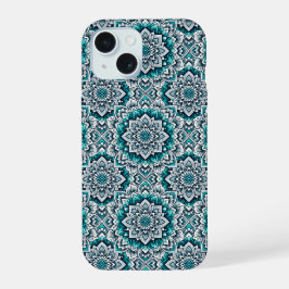 Muster für aquamarine Mandalas iPhone 15 Hülle