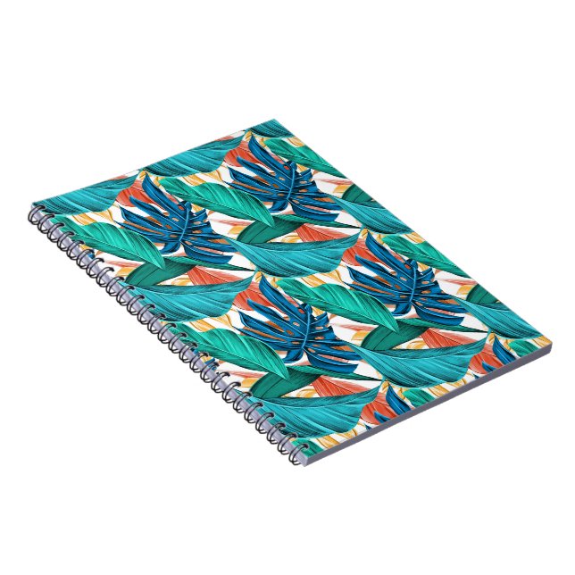 Muster für aquamarine und blaue florale Blätter Notizblock (Rechte Seite)