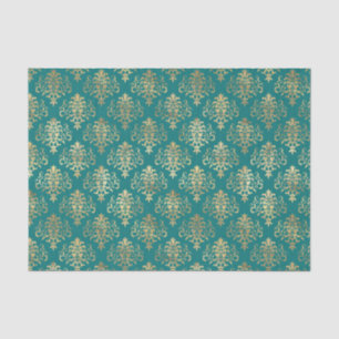 Muster für aquamarine und goldene Fohlen Seidenpapier