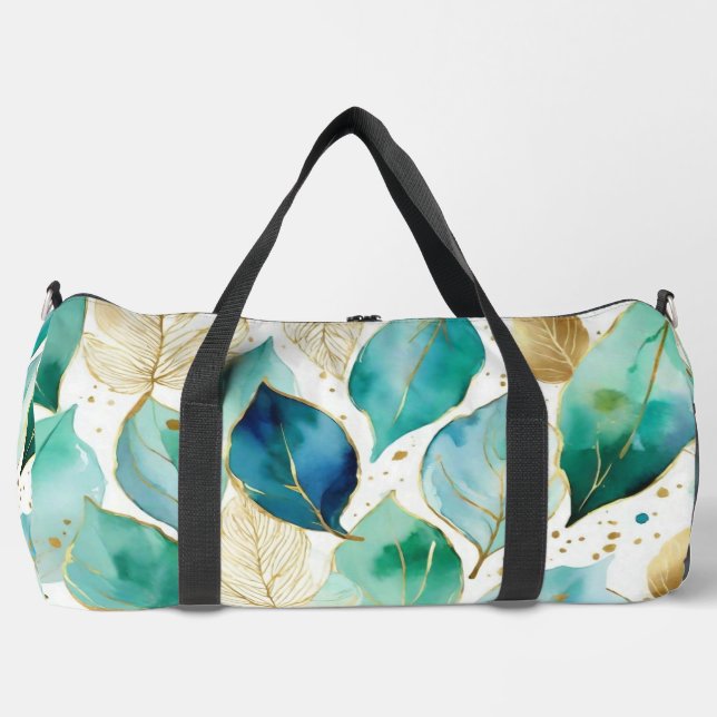 Muster für Aquamarine und goldene Wasserfarben Duffle Bag (Vorderseite)