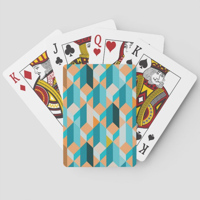 Muster für aquamarine und orangefarbene Formen Spielkarten (Rückseite)