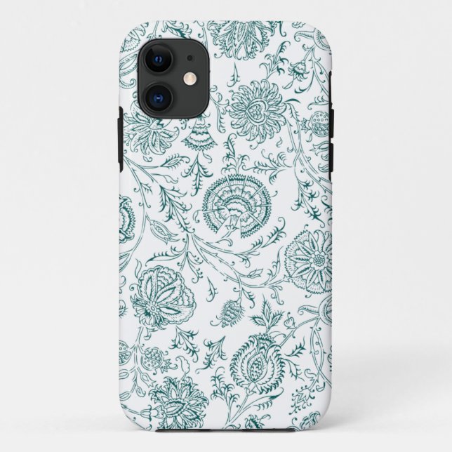 Muster für aquamarine und weiße Blume Case-Mate iPhone Hülle (Rückseite)