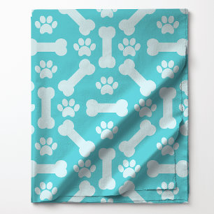 Muster für aquamarine und weiße Hundeknochen und P Stoff