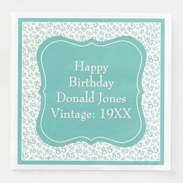 Muster für Aquamarine/weiße Bracket-Nummer am 85.  Serviette (Vorderseite)