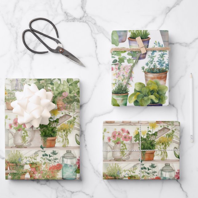 Muster für Aquarellfarben Geschenkpapier Set (Vorderseite)