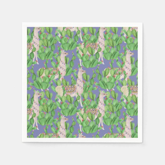 Muster für Aquarelllama und Catus Serviette (Vorderseite)