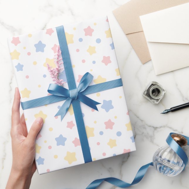 Muster für Baby Pink und Blue Stars Geschenkpapier (Schenken)