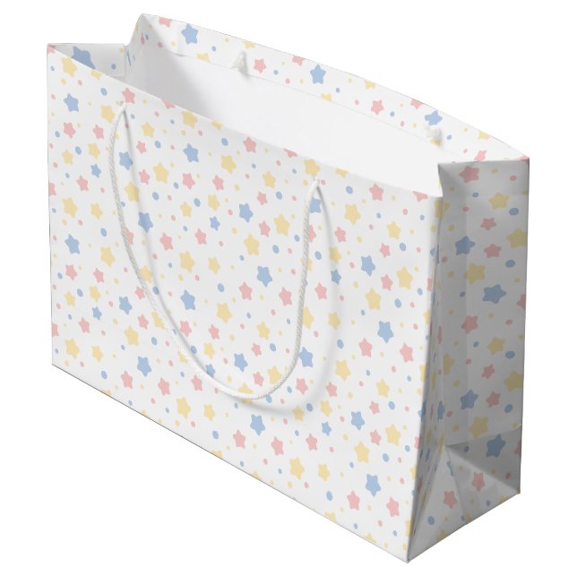 Muster für Baby Pink und Blue Stars Große Geschenktüte (Rückseite Schrägansicht)