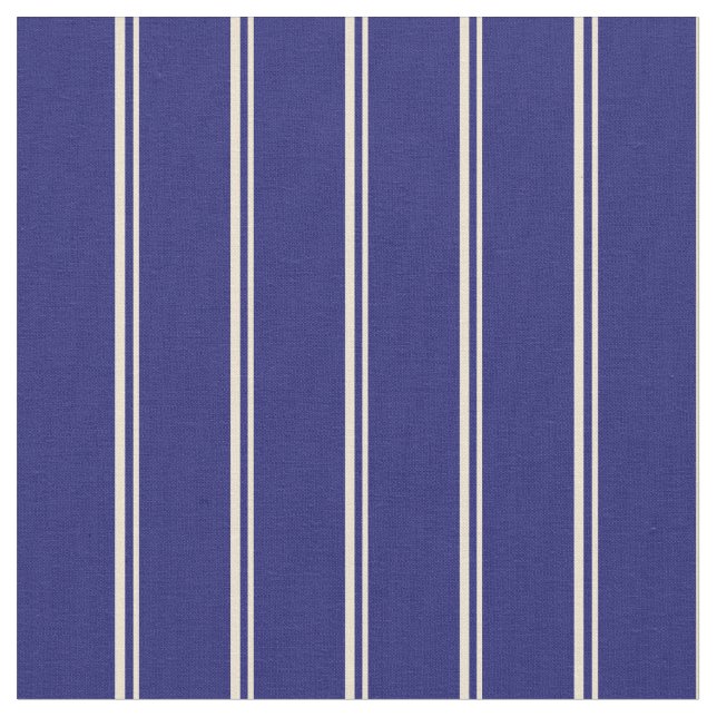 Muster für beige und Midnight Blue Lines Stoff (Nahaufnahme)