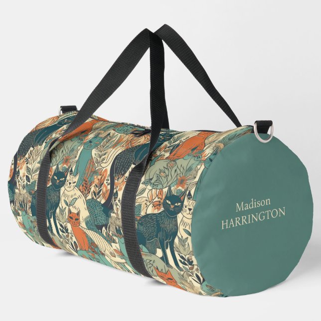 Muster für benutzerdefinierte Monogramm-Katzen Duffle Bag (Linke Ecke)