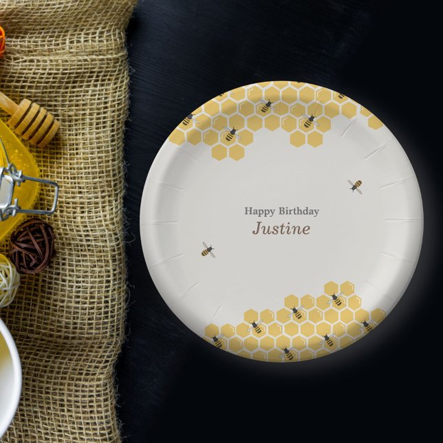 Muster für Bienen und Honeycomb Pappteller (Bee and Honeycomb Paper Plates)