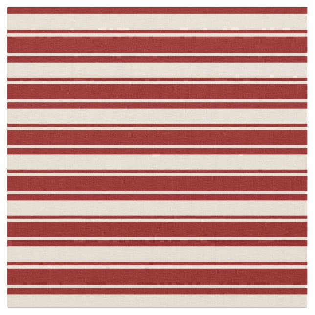 Muster für Bisque & Dark Red Stripes Stoff (Nahaufnahme)