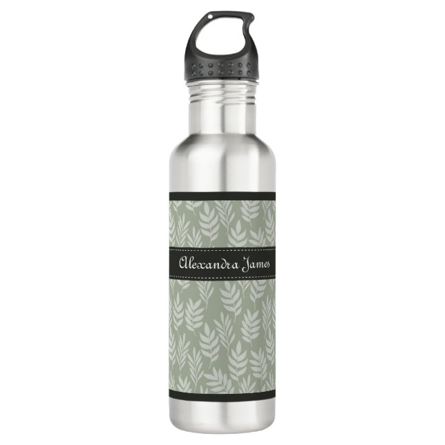 Muster für Blätter mit dem Namen "Sage Green" Trinkflasche (Vorderseite)