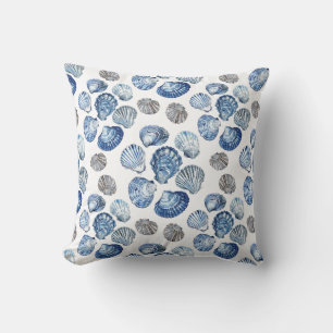 Muster für blaue Clam-Muscheln Kissen