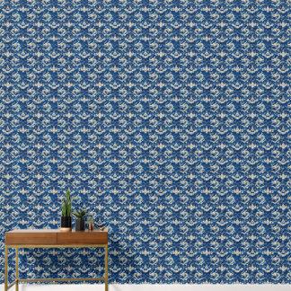 Muster für blaue Flora und chinesische Drachen Tapete