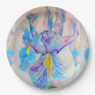Muster für blaue Iris-Blume Papierplatte Party Pappteller