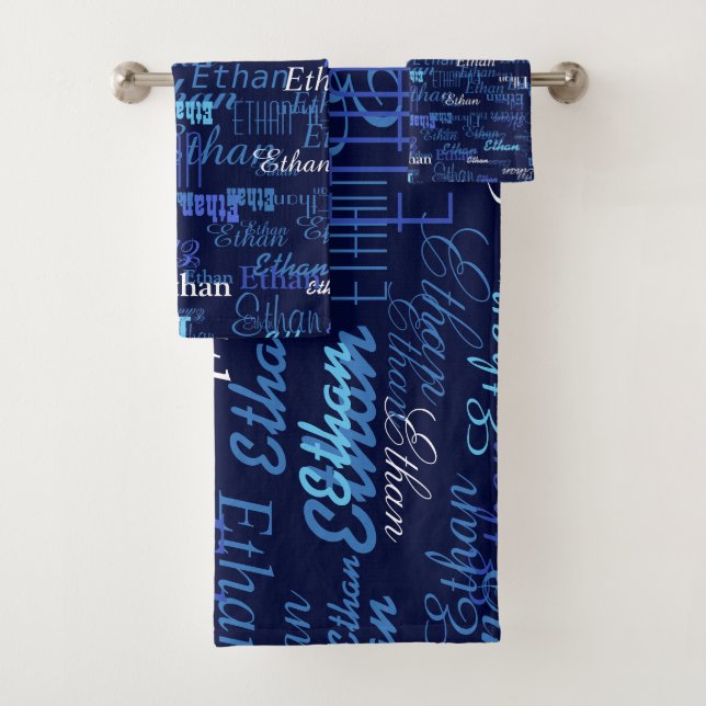 Muster für Blaue Namen (Erstellen Sie Ihre eigene) Badhandtuch Set (Insitu)