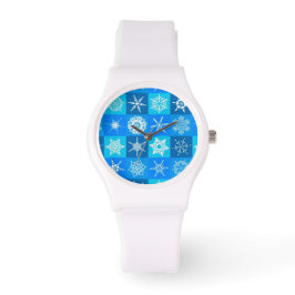 Muster für blaue Schneeflocken Armbanduhr