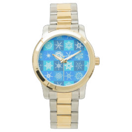 Muster für blaue Schneeflocken Armbanduhr