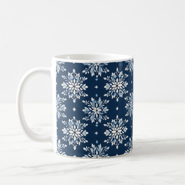 Muster für blaue Schneeflocken Kaffeetasse (Links)
