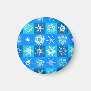 Muster für blaue Schneeflocken Magnet