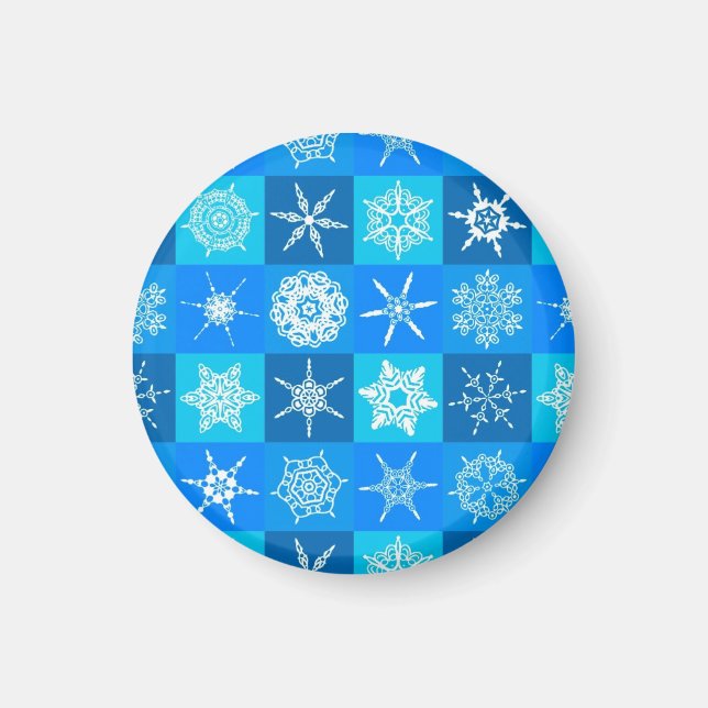 Muster für blaue Schneeflocken Magnet (Vorne)