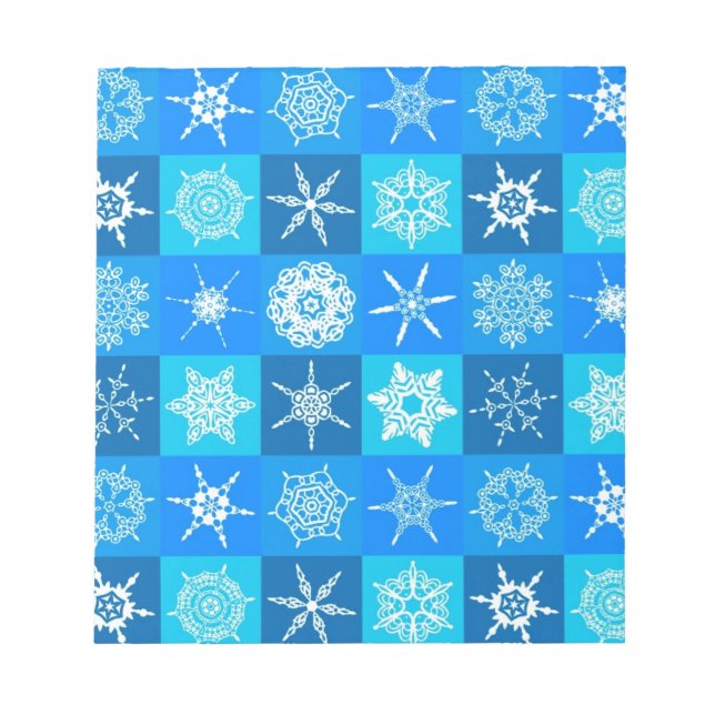 Muster für blaue Schneeflocken Notizblock (Vorderseite)