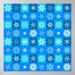 Muster für blaue Schneeflocken Poster