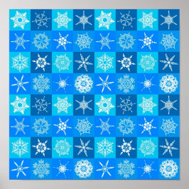 Muster für blaue Schneeflocken Poster