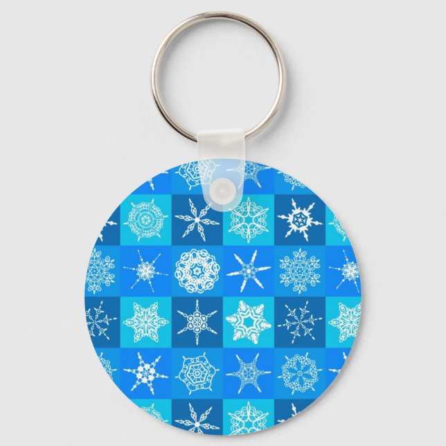 Muster für blaue Schneeflocken Schlüsselanhänger (Vorderseite)